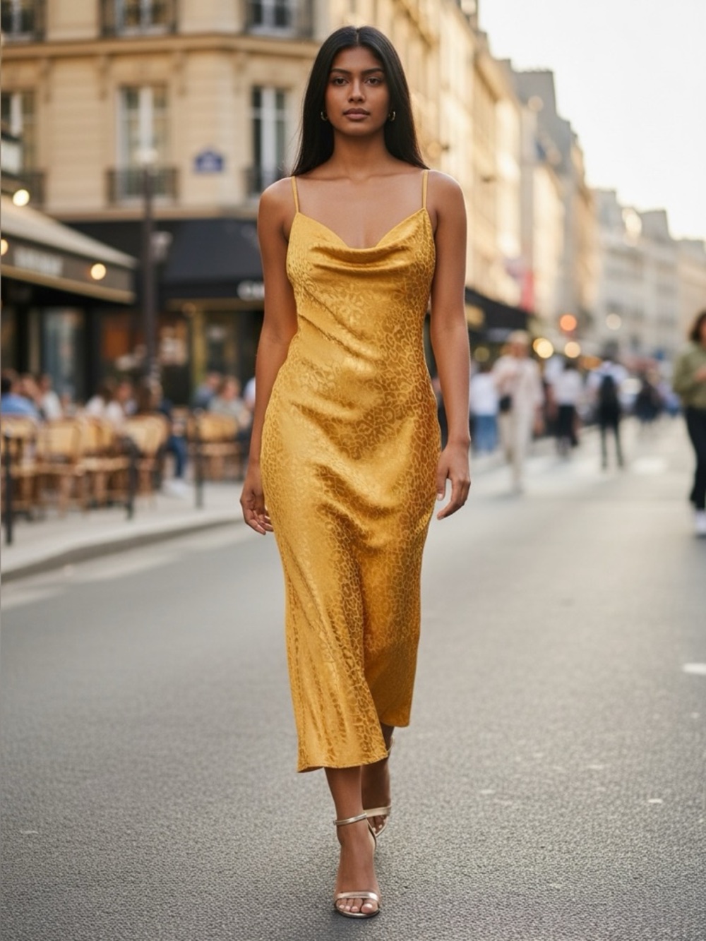 🌻 Emma & Michele Metallic Leopard Print Midi Slip Dress #594